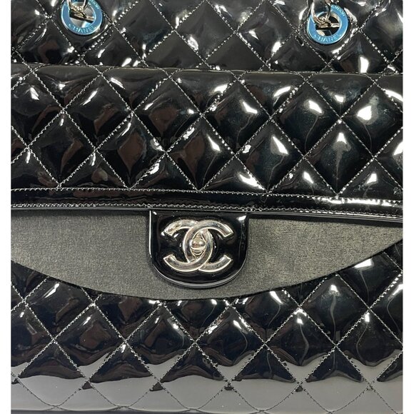 CHANEL Patent Quilted Leather Coco Shine Shopping Tote Large CC Chain Bag - Picture 9 of 16